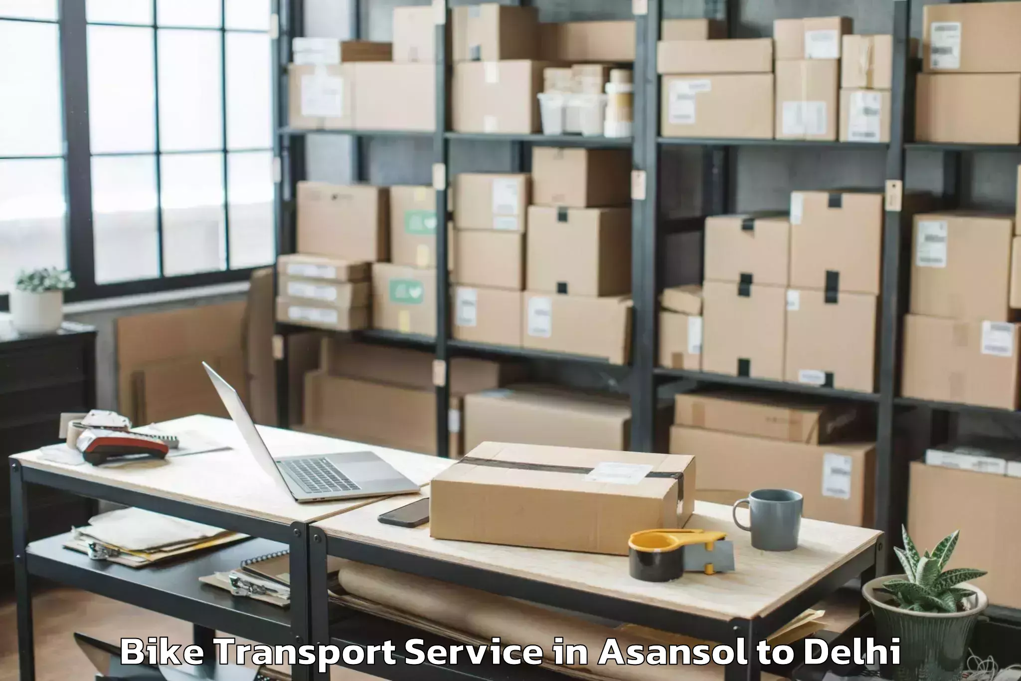 Book Asansol to Naraina Industrial Estate Bike Transport Online